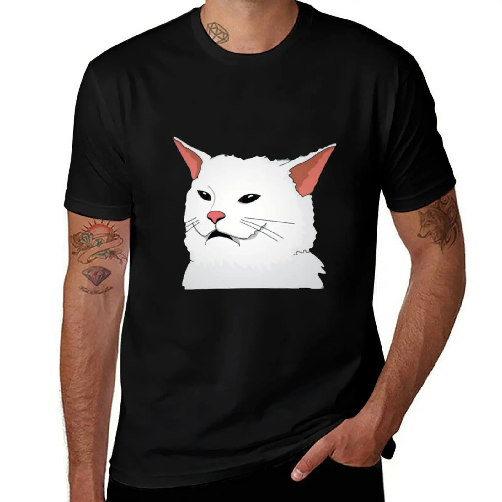

Cat Meme Funny, Yelling At Cats Eating Salad T-Shirt man t shirts for men man t shirt summer T-Shirt
