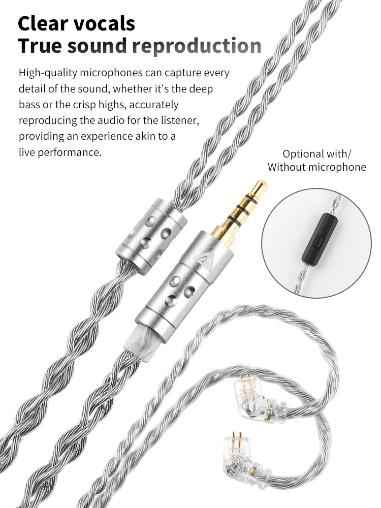 Kabel do słuchawek QKZ T7, wtyk 3.5mm, 2PIN, przewód do słuchawek przewodowych, ulepszony kabel zamienny do KZ ZSN ZSX PRO X ZS10 CCA TRN — zdjęcie produktu 7