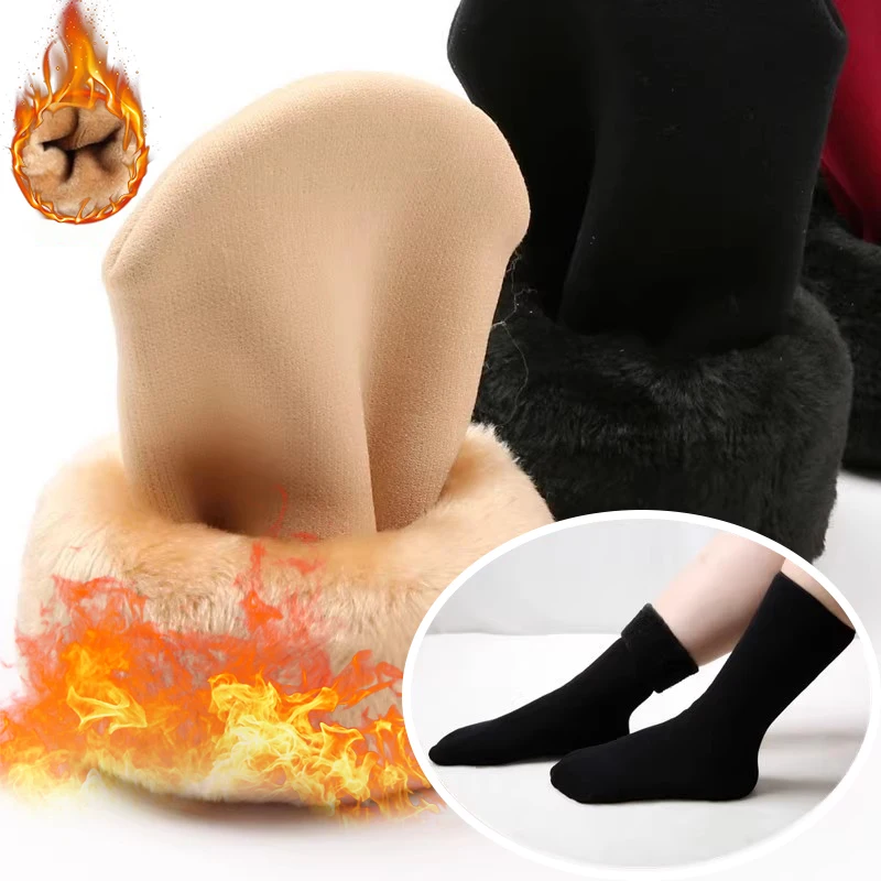 Winter Comfortable Warm Breathability High Elasticity Plush Thickened Floor Socks Thermal Furry Wool Lined Fleece Home Stocking