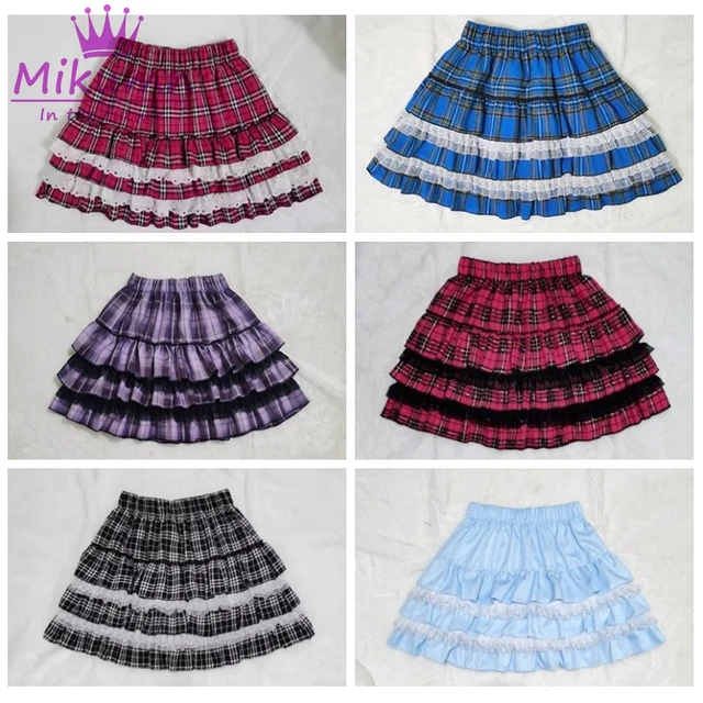 Mikolumn 8 kolor punkowe dziewczyny spódnice w kratę Harajuku Y2k Kawaii spódnice damskie Gothic Lolita japoński wysoki stan plisowane tort spódnice