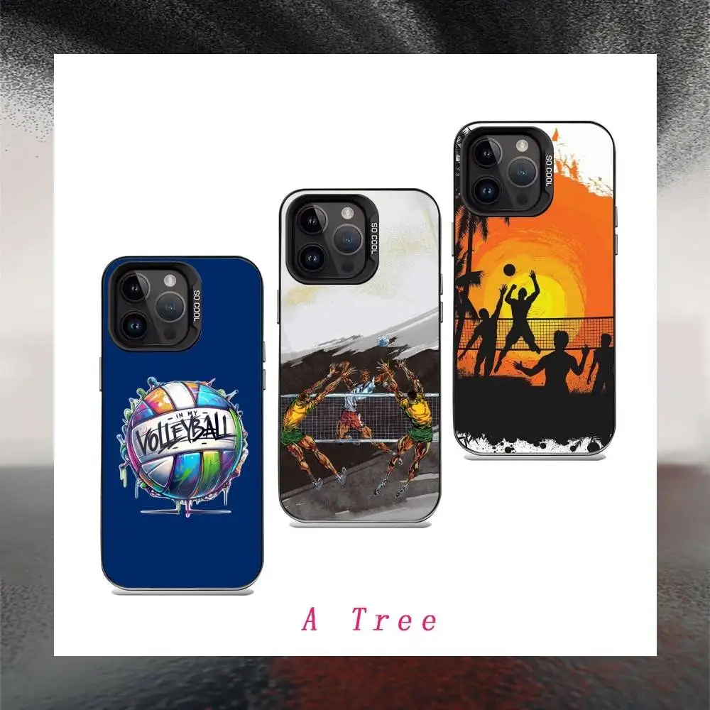 

Чехол для телефона V-Volleyball с P-образной росписью для iPhone17, 16,15,14,13,12 Pro Max, черный матовый противоударный чехол Candy