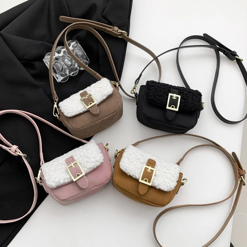 Modna damska torba typu Sling Mini zamszowa torba Crossbody luksusowa portmonetka szminka wełna jagnięca torba na ramię marki Bolsos Mini torebka