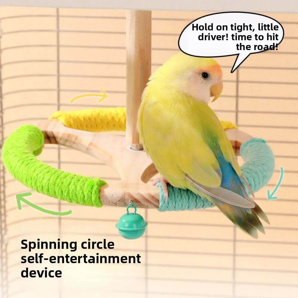 Parrot stand, rotating disc to relieve boredom, tiger , peony, black phoenix, grinding teeth and biting, decorative toys in