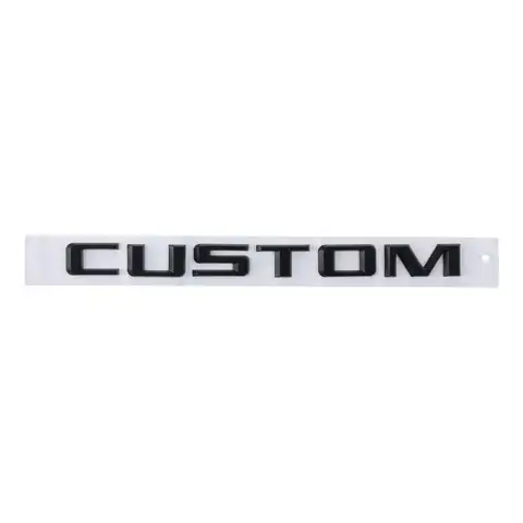 Black CUSTOM Letters Emblems Badge Letter Style 9.13×0.79in 3D Car Bumper Badge Stickers ABS Car Rear Trunk Tailgate Decals