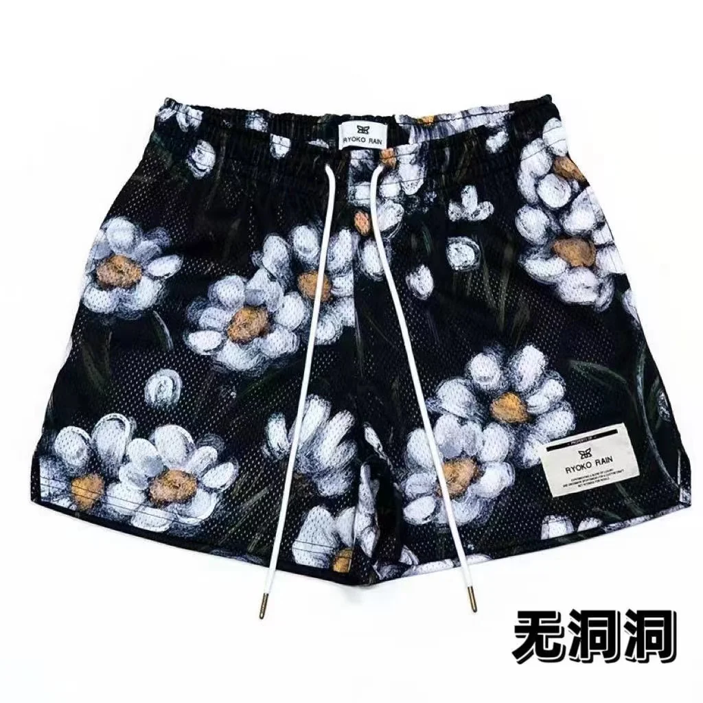 RYOKO RAIN New summer men\'s shorts men and women\'s fashion beach seaside casual shorts mesh sports quick-drying quarter pants