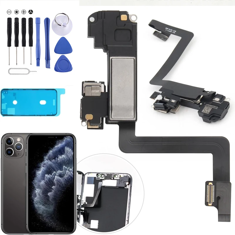 Disassembled OEM Earpiece Flex Cable with Proximity Sensor Fit iPhone 11 11 Pro 11 Pro Max, Top Ear Speaker Flex Fix Replacement