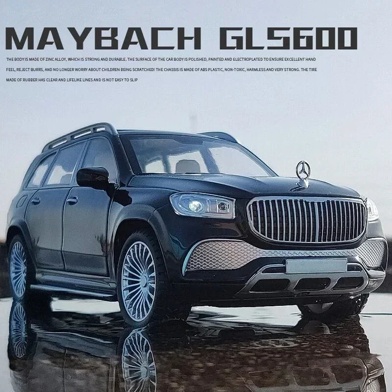 Maybach GLS Class GLS600 Alloy Car Model, Diecasts Metal Toy, Coleção de carros, Simulação de som e luz, 1:24