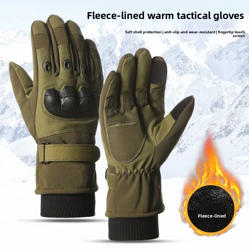 Comfort Winter Warm Thickened Tactical Outdoor Riding Gloves Touch Screen Windproof Non Slip Velvet Lined Thermal Cold Proof