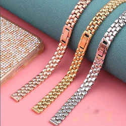 Strap female stainless steel watchband metal bracelet small  student  watch strap small fine  strap 6mm 8mm 10mm 12mm wristband