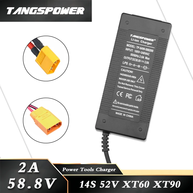 58.8V 2A Lithium Battery Charger 14S 52V 2A Li-ion Battery pack Charger Fast Chargeing XT60-XT90 Power Tool Charger