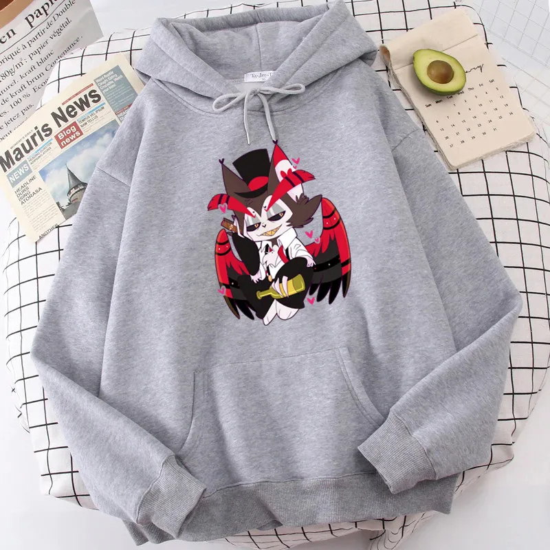 Anime Helluva Boss Hoodies Women Husk Manga Hazbin Hotel Sweatshirts Streetwear Cartoon Female Graphic Winter Clothing Tops