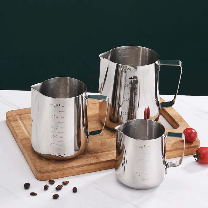 Stainless Steel Milk Frothing Jug Silver Frother Coffee Latte Container Metal Pitcher Barista Cup