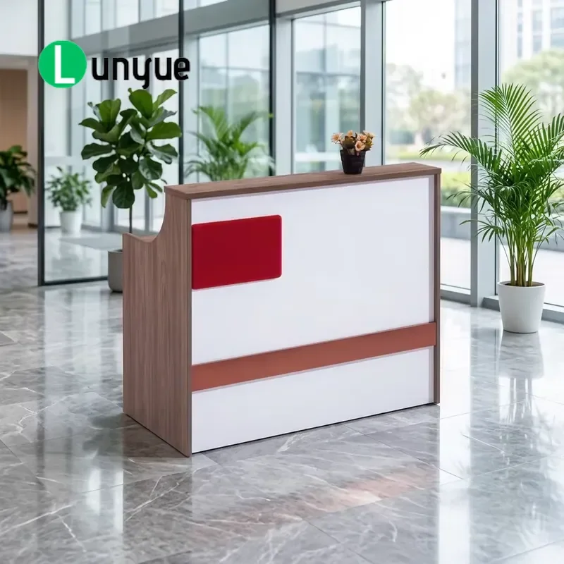 Modern 120cm LED Reception Desk Office Counter Front Desk Light Emitting Design Furniture for Business Lobby