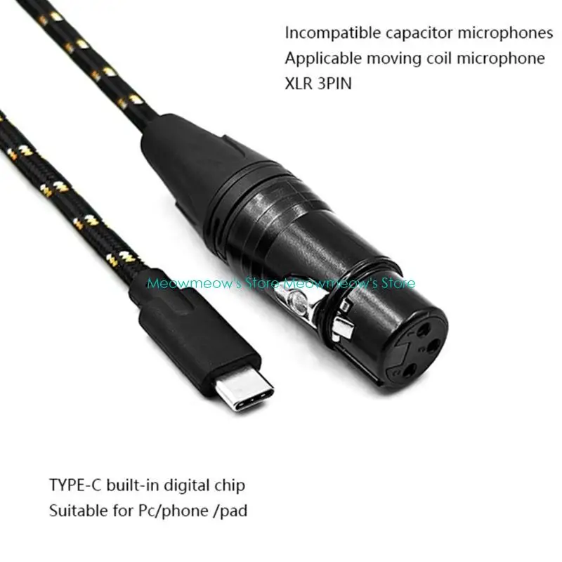 W91A USB C ~ 3PIN 마이크 케이블 3 핀 암 칩셋 20Hz-20KHz 주파수에서 C 유형 C 보조 케이블 코드 빌드