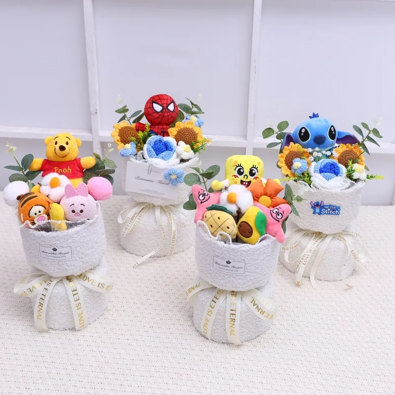 كارتون ويني ذا بركة غرزة باقة هدية صندوق الحيوانات المحشوة باقة الزهور ديكور المنزل هدايا عيد الحب