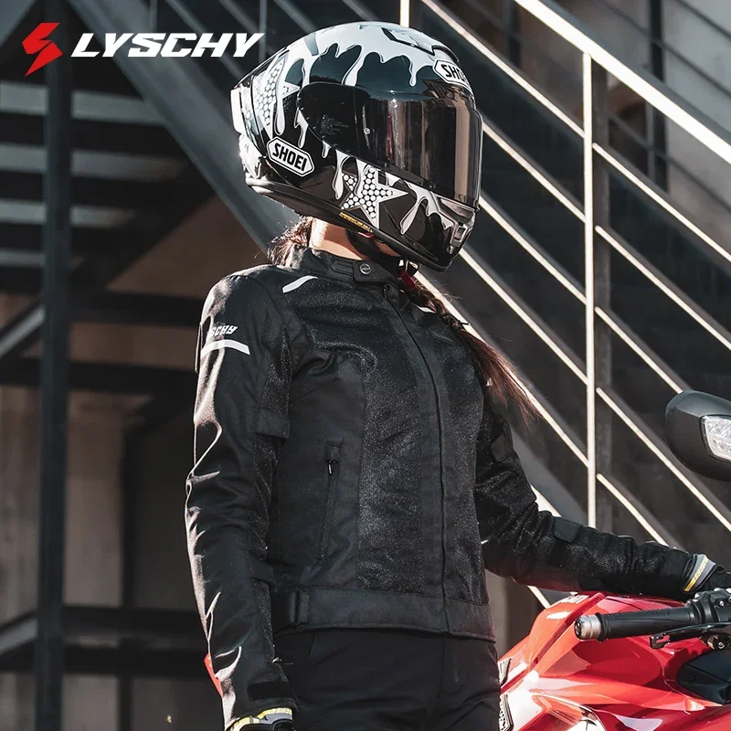 

Newest LYSCHY Girls Summer Breathable Mesh Night Reflective Racing Jacket CE1/CE2 Women Riding Clothes Slim Motorcycle Jacket