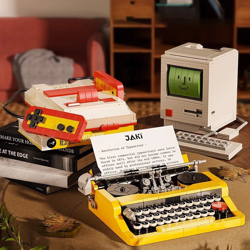 Creative Retro Electronic Typewriter Game Console Walkman Building Blocks Classic Color TV Desktop Computer DIY Bricks Toys Gift