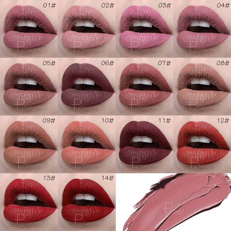 Pudaier Waterproof Velvet Matte Lipstick Makeup Easy To Wear Longstay Nude Lip Stick Long-Lasting Matte Lips Sexy Red Cosmetics