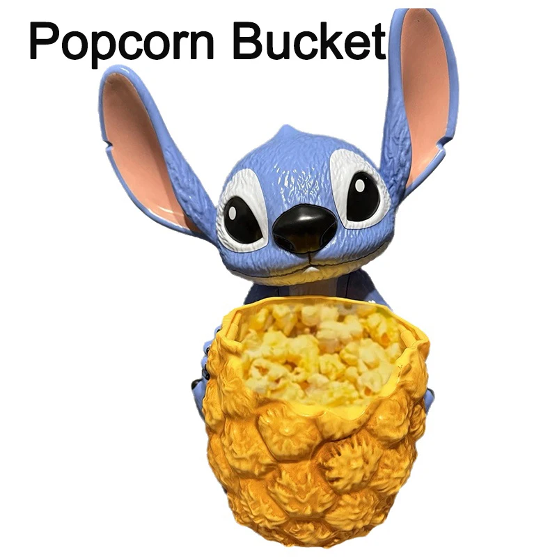 

New Hot Cartoon Stitch Movie Popcorn Bucket Accessories Handheld Popcorn Tub Doll Model Toy Creative Pencil Holder Decor
