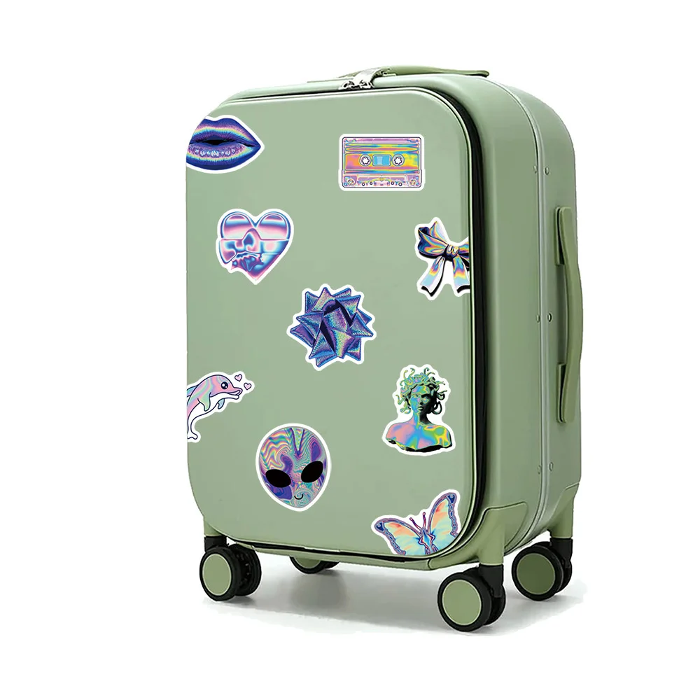 50pcs Holographic Laser Colorful Stickers For Suitcase Scrapbook Stationery DIY Vintage Custom Sticker Scrapbooking Material