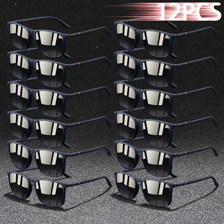 

12PCS Fashion Classic Square UV400 Sunglasses Men Women Driving Colorful Trendy Lightweight Outdoor Goggles