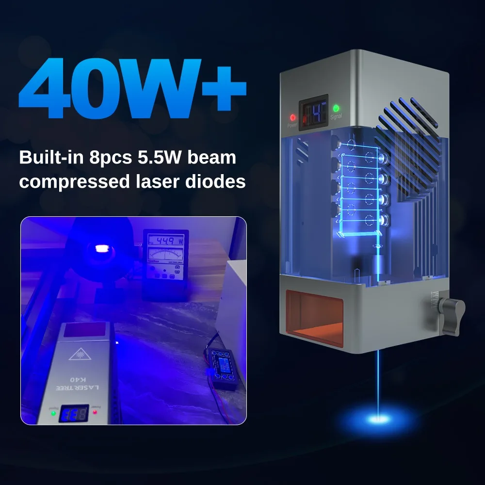 K40 44w high optical power 450nm blue laser module 40W, built-in 8 laser diodes, for numerical control tool engraving machine