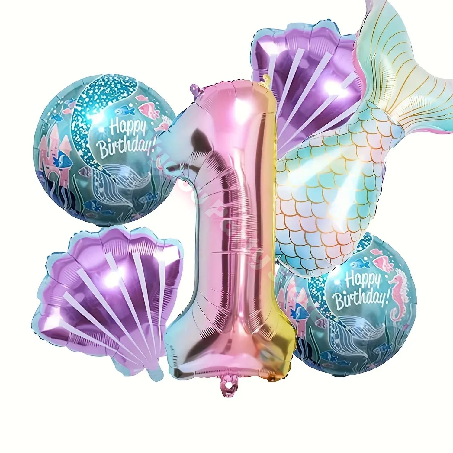 Meerjungfrau-Geburtstagsparty-Dekorationen: Farbverlauf-Muschelteller, Becher, Servietten, Ballons, Banner, Partydeko für Mädchen, Babyparty-Zubehör – Detail 17