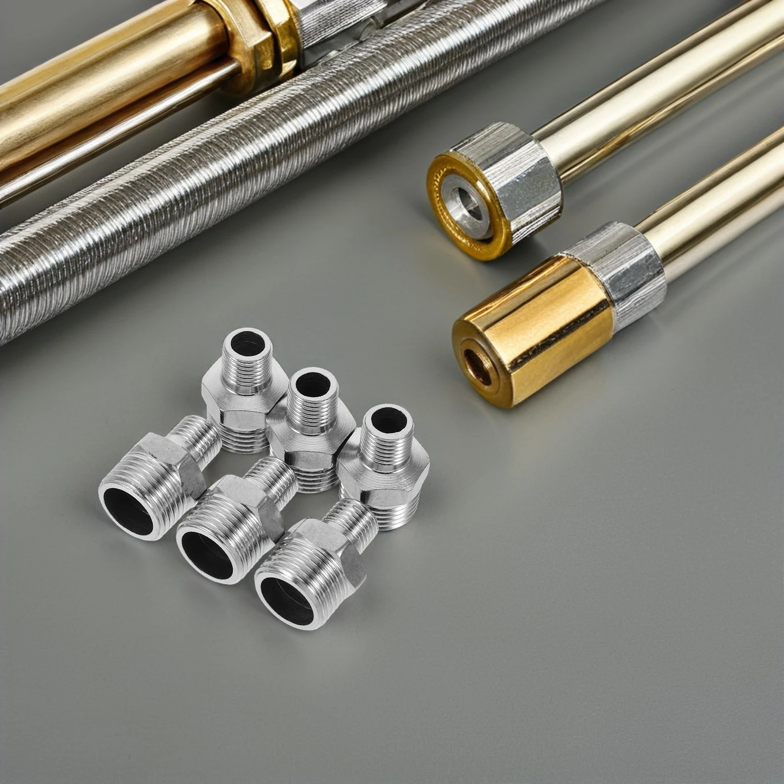 

6pcs Stainless Steel Thread Adapter 12.7 To 20Mm Pipe Conversion For Garden Hose Industrial Faucet Extension Durable Male Screw