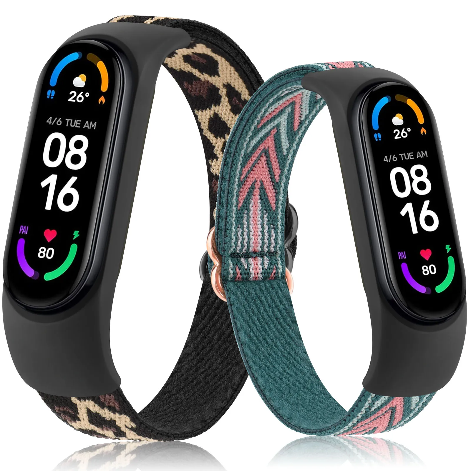 Strap for Xiaomi Miband 7 6 5 4 3 Band Elastic Woven Loop Adjustable Nylon Sport Watchband Bracelet for Miband 7 6 5 4 3 Bands