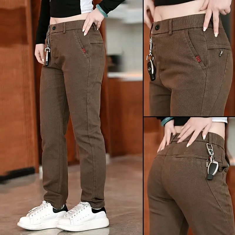 Spring Autumn Men's Stretch Casual Pants Korean Slim Elastic Waist Comfortable Small Feet Trousers Male Business Brand Pants