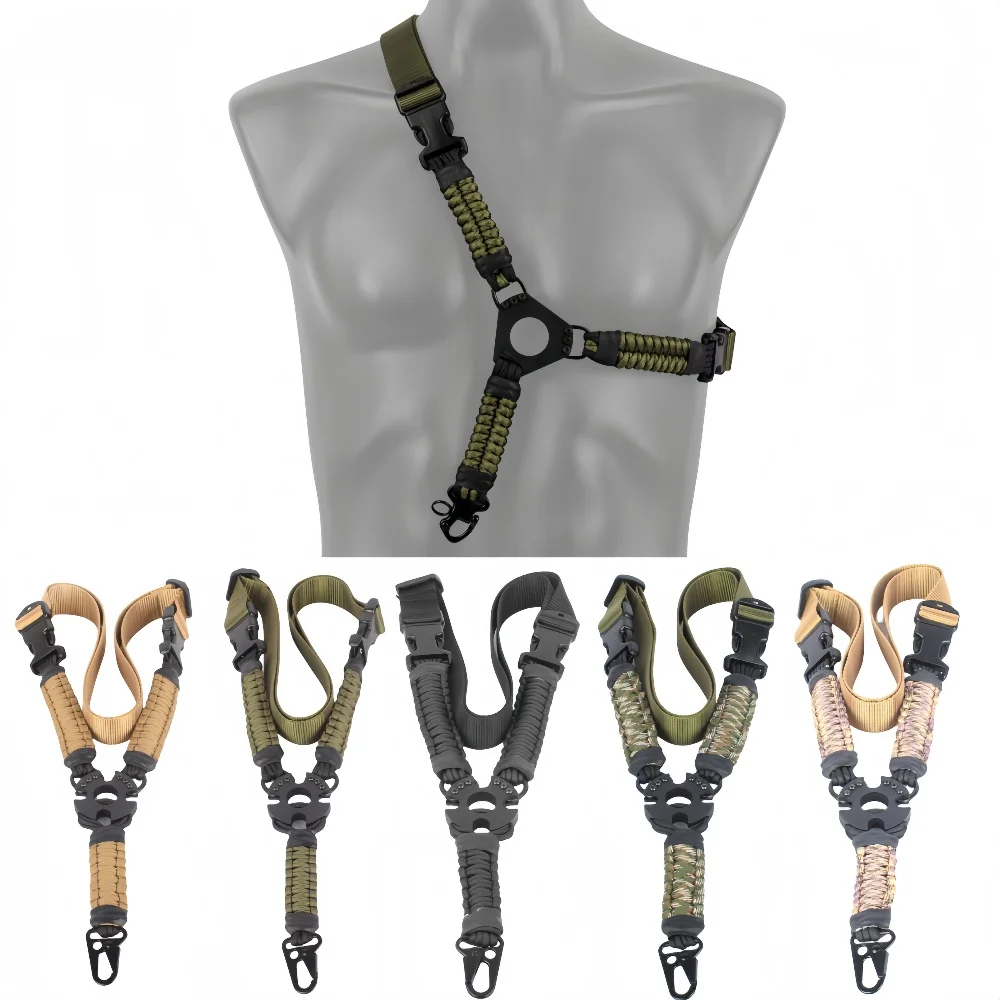 Alça Tática de Ponto Único em Nylon com Paracord, Cinto de Ombro Multiuso para Rifle, Durável e Ajustável para Caça