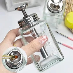Push Down Glass Plastic Empty Pump Dispenser Nail Polish Alcohol Makeup Remover Clear Refillable Bottle Liquid Cleanser Storage
