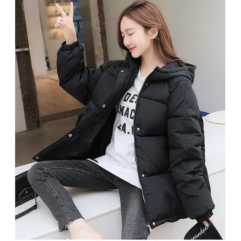 Loose Hooded Thickened Women's Winter Jacket Short Winter Jacket Women's 2021 New Oversized Parka Warmth Thick Cotton Coat