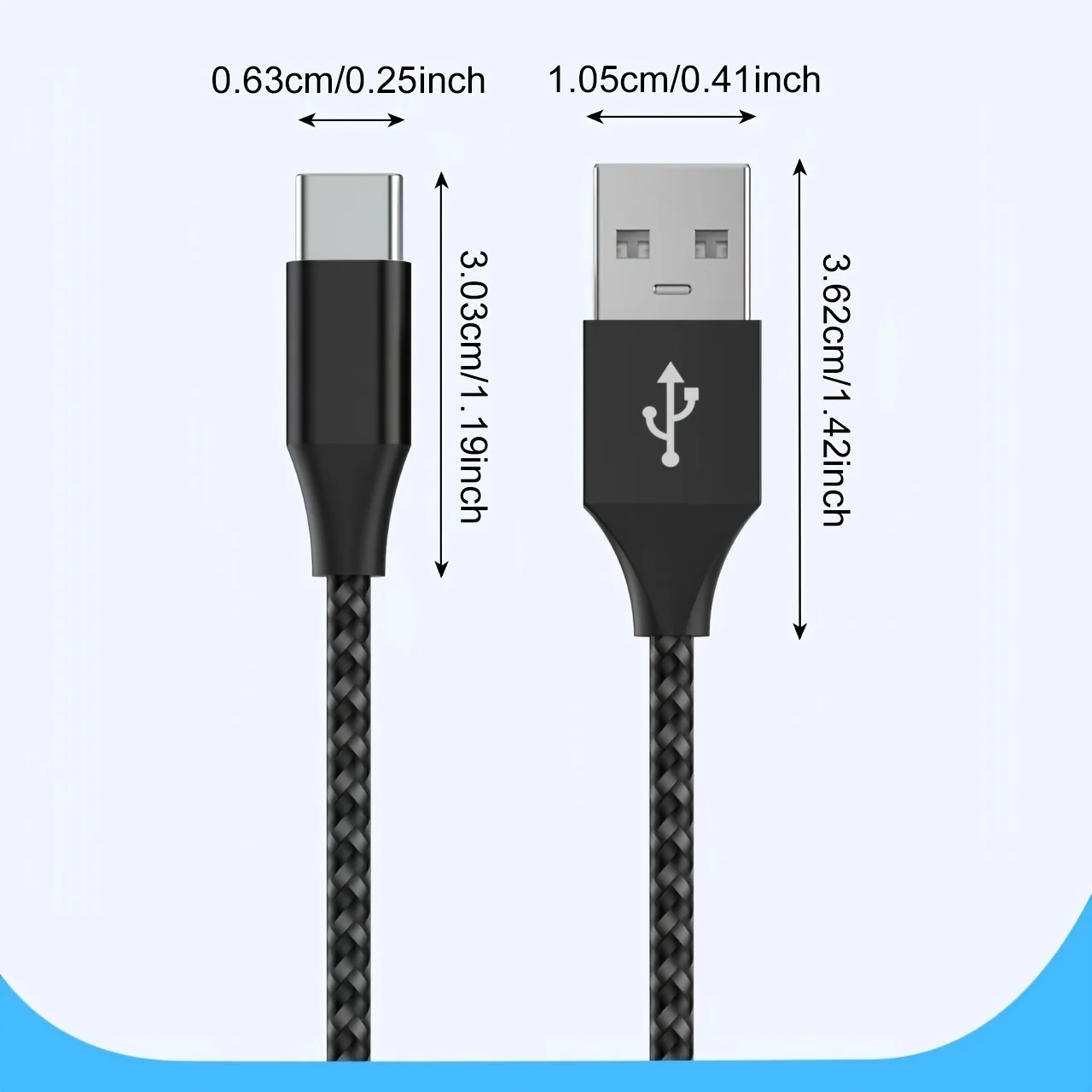1PACK 1-3m USB A para USB C cabo de carregamento rápido Tipo C cabo de carregamento adequado para iPhone