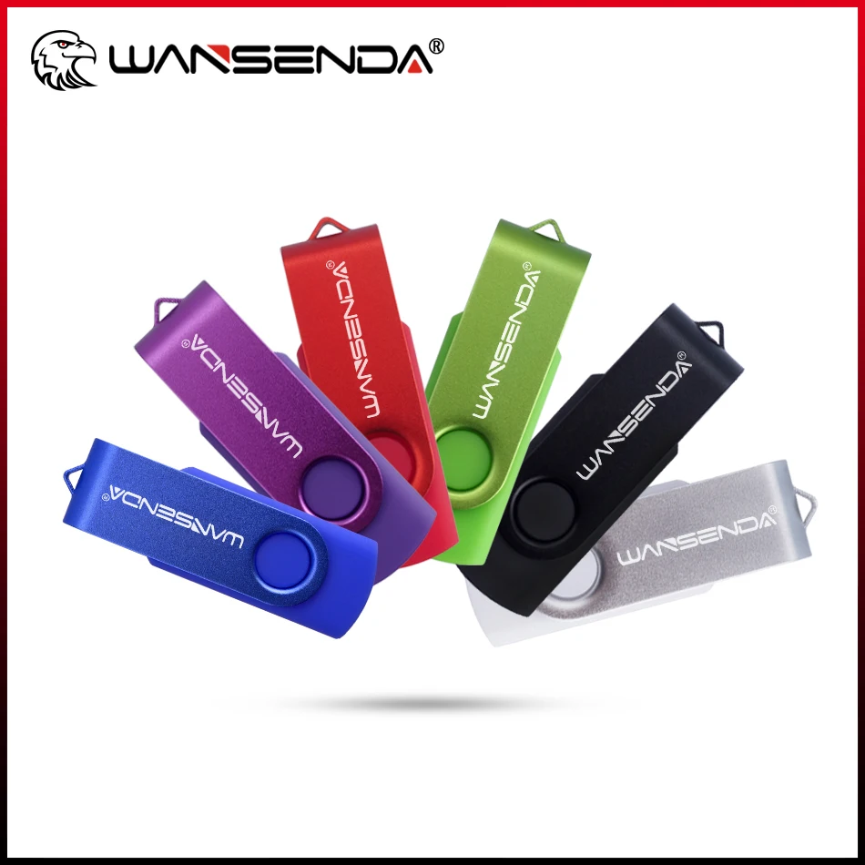 WANSENDA USB Flash Drive Rotating Pen Drive 4GB 8GB 16GB 32GB 64GB 128GB 256GB Pendrives USB 2.0 Memory Stick Thumbdrive