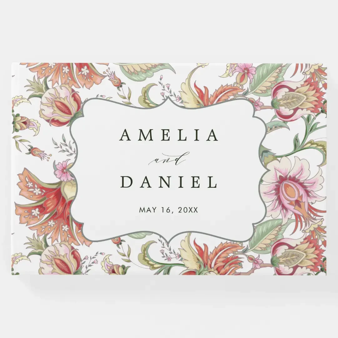 

Tropical Fantasy Boho Floral Wedding Guest Book, Classic Elegance Guestbook, Anniversary, Party & Event, Birthday, Wedding Gifts