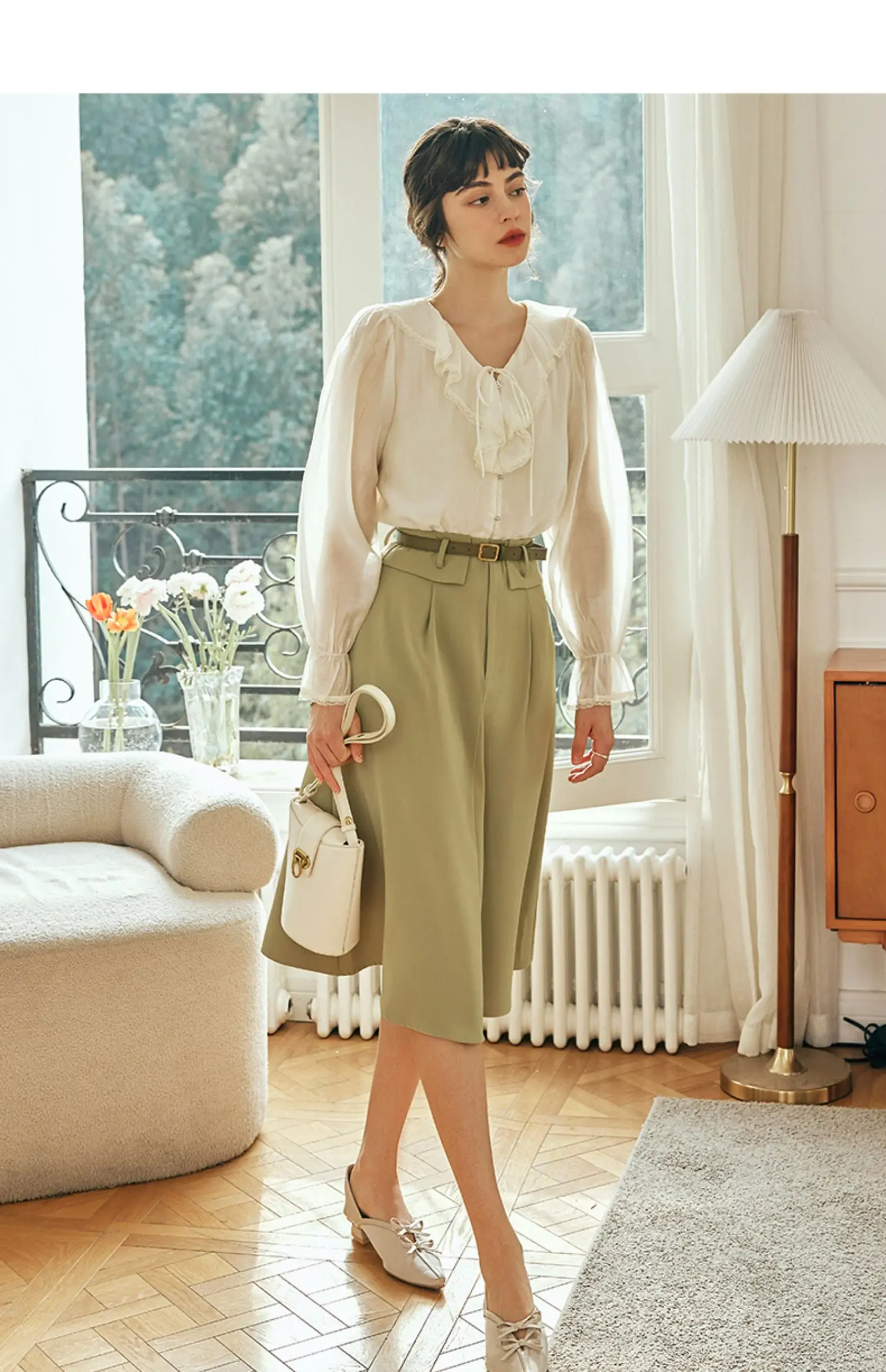 Olrain escritório senhoras a linha saias para mulher 2025 moda elegante cinto de couro verde verão saia roupas femininas o23xb68219