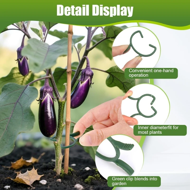 100Pcs Plant Support Clips, Butterfly Buckle Plastic Fasteners, Vine Binding Ties Stem Fixing Clamps for Garden Plant Vine