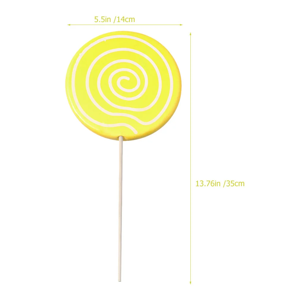 롤리팝 모형 가짜 사탕 사진 소품, 어린이 사진 장식 송진, 직경 14cm, 빨강, 노랑, 3 개