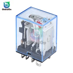 AC 220V DC 12V 24V 10A 8PIN Coil Power Relay Electronic Mini Electromagnetic Relay Module DPDT LY2NJ Socket Base