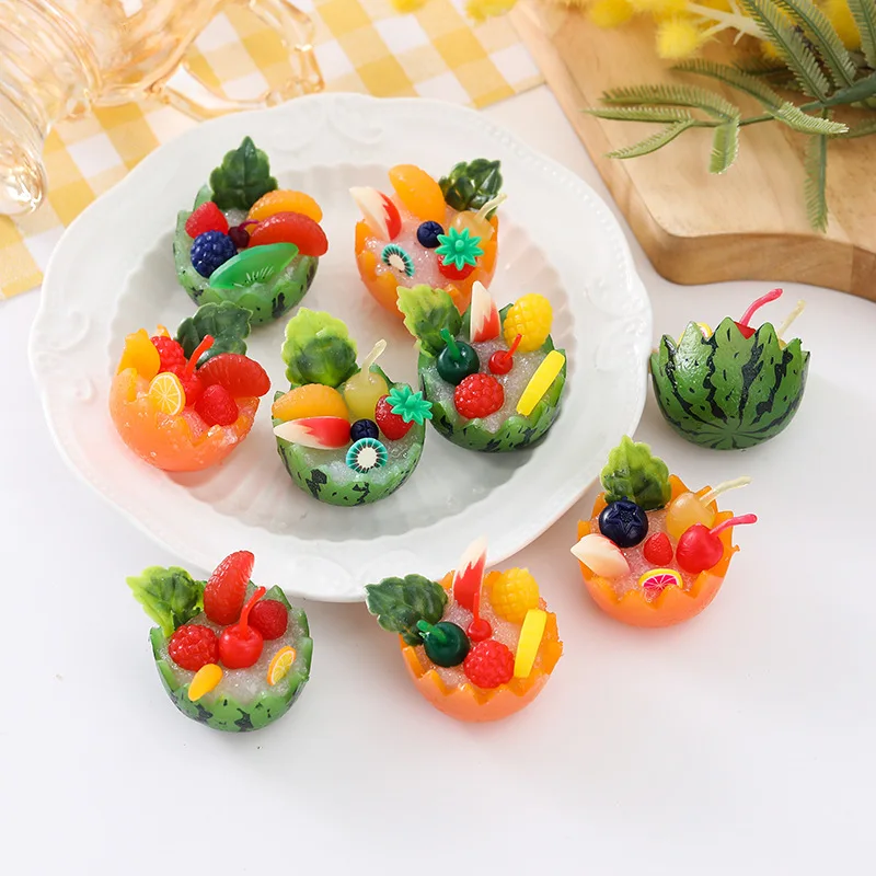 Simulatio Watermelon Orange Fruit Miniature Resin Cabochons Dollhouse Scrapbooking Diy Home Decor Craft Accessories 2pc/lot