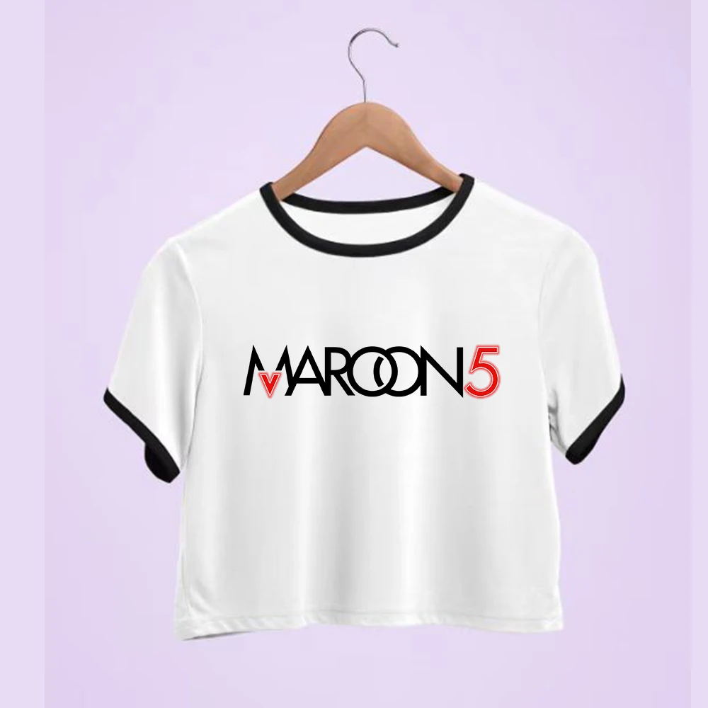 

Maroon 5 Tour 2024 O-Neck Crop Tops Streetswear Navel Exposed Shirt