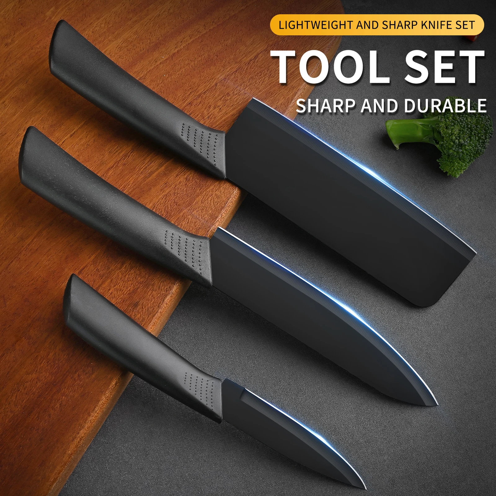 3-piece fruit knife set; meat cleaver and vegetable knife; lightweight and convenient to carry; sharp knives; knife