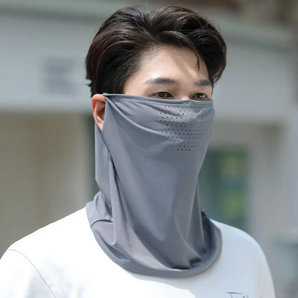 

Summer Sun Protection Guard Quick-Drying Fabric Ice Silk Face Guard with Breathable Mesh Elastic Extended Neck Gaiter Face Guard