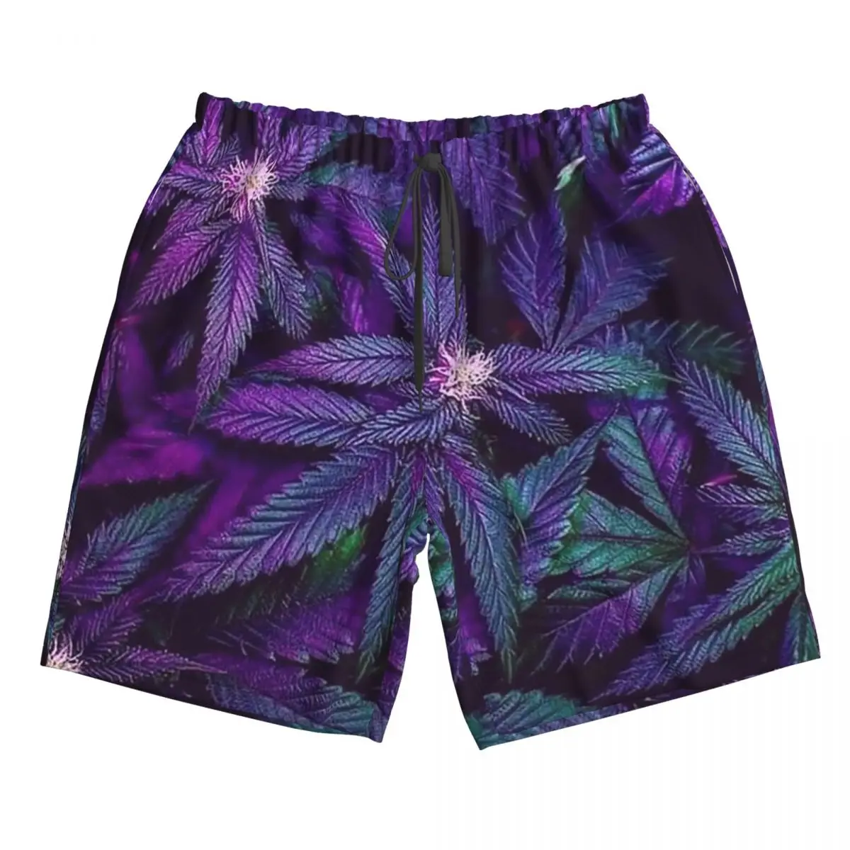 Psychedelic Purple Cannabis Marijuana Weed Pot Leaves Trunks Beach Board Shorts Casual Quick Dry Swim Summer Men Pants view 6