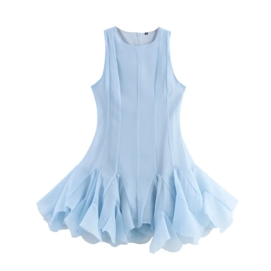 

【New style】Modern 2026 summer new style elegant temperament large ruffled sleeveless women's short dress
