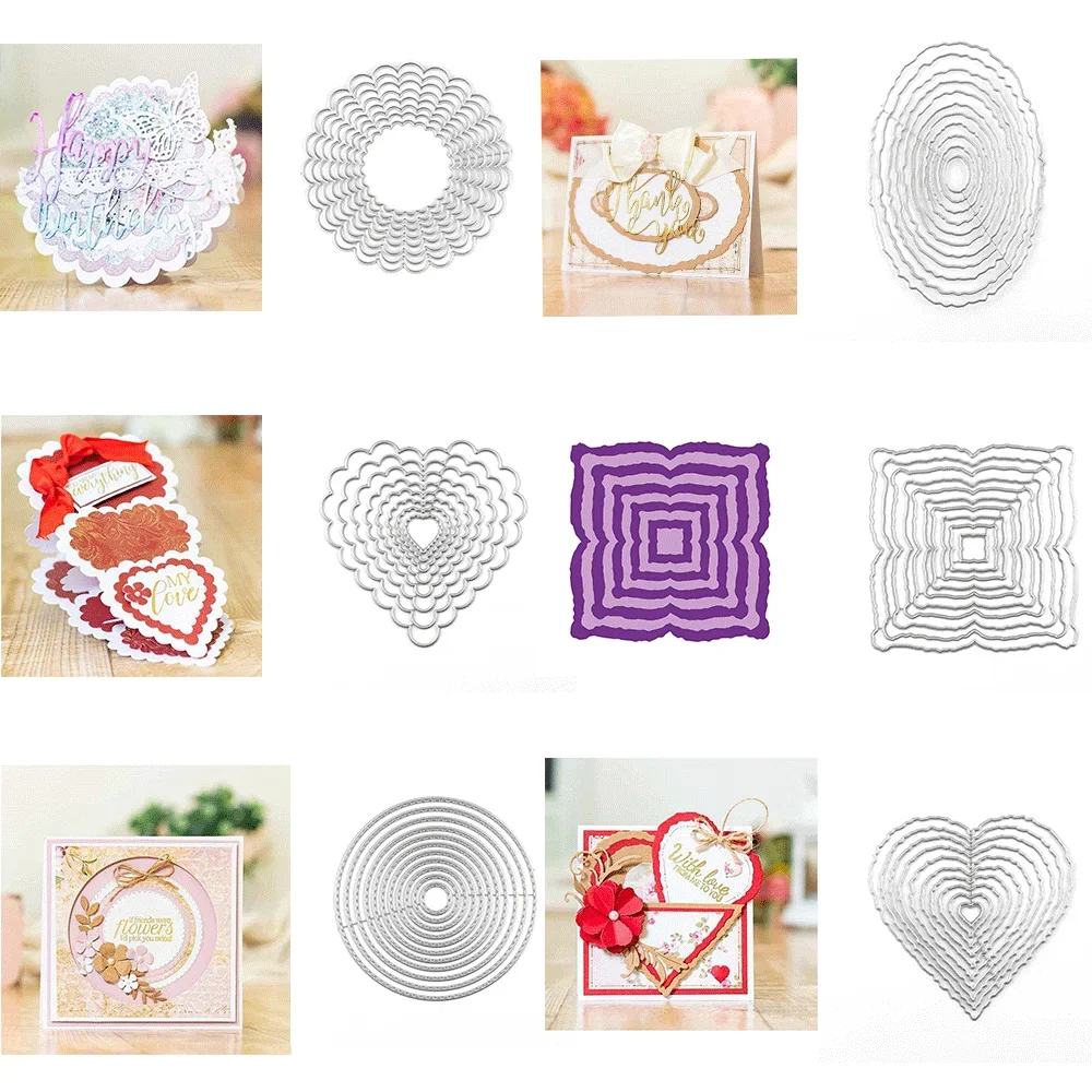 Grundlegende rechteckige, quadratische, runde, ovale, herzförmige Metall-Stanzformen, Prägestanzformen für DIY-Kartenherstellung, Scrapbooking, Bastelbedarf