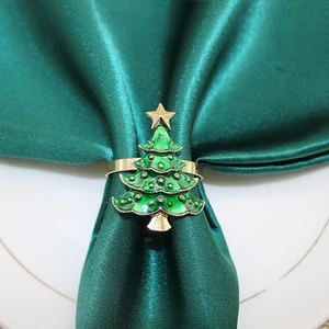 6 قطع ريفي شجرة عيد الميلاد منديل خواتم الأخضر عيد الميلاد شجرة منديل حامل لعيد الميلاد عيد الشكر حفل زفاف إعداد طاولة الطعام أفضل 10 مبيعات حامل منديل عيد الميلاد - No8