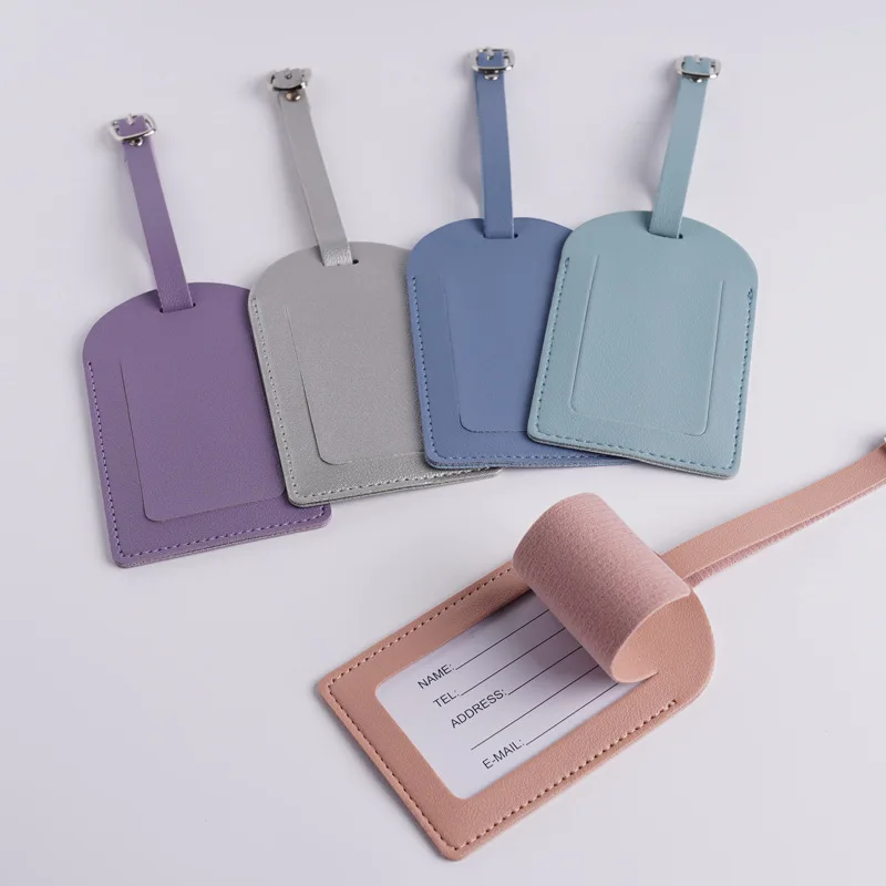 Fashion Leather Luggage Tag Suitcase Baggage Name ID Label Travel Accessories for Women Men Business Trip Gift Multicolor ﻿