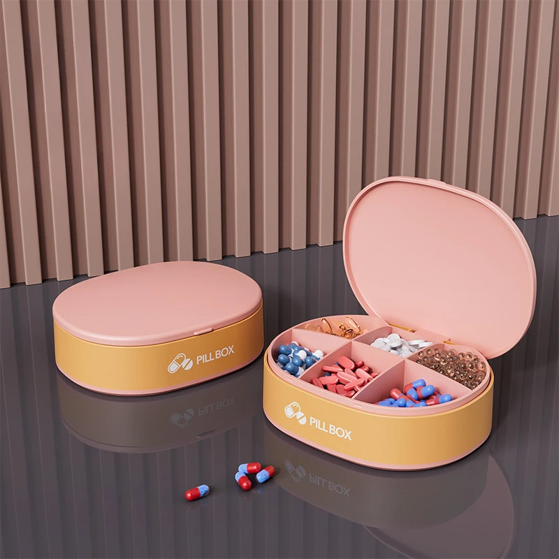 Six-Grade Portable Small Medicine Pill Box Plastic Transparent Sub-packing Pillbox Mini Drug Organizer Container Pill Cases